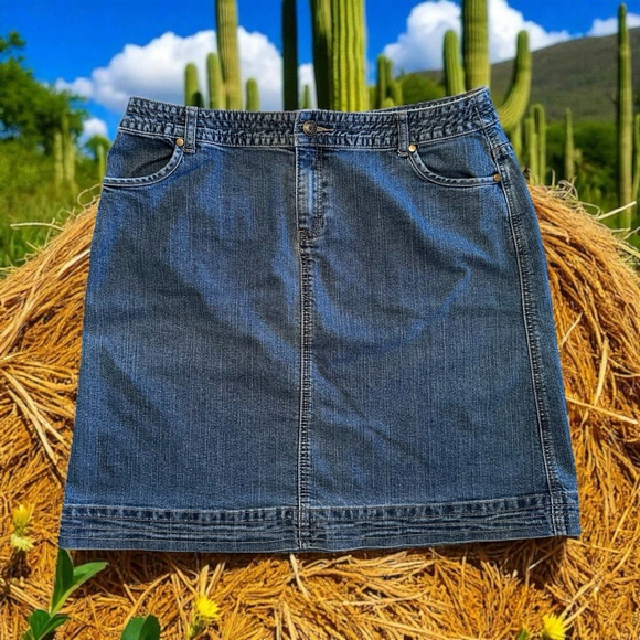 Christopher & Banks Dresses & Skirts - Christopher & Banks Distressed Denim Jean Skirt Womens 16 BLUE Thick Material